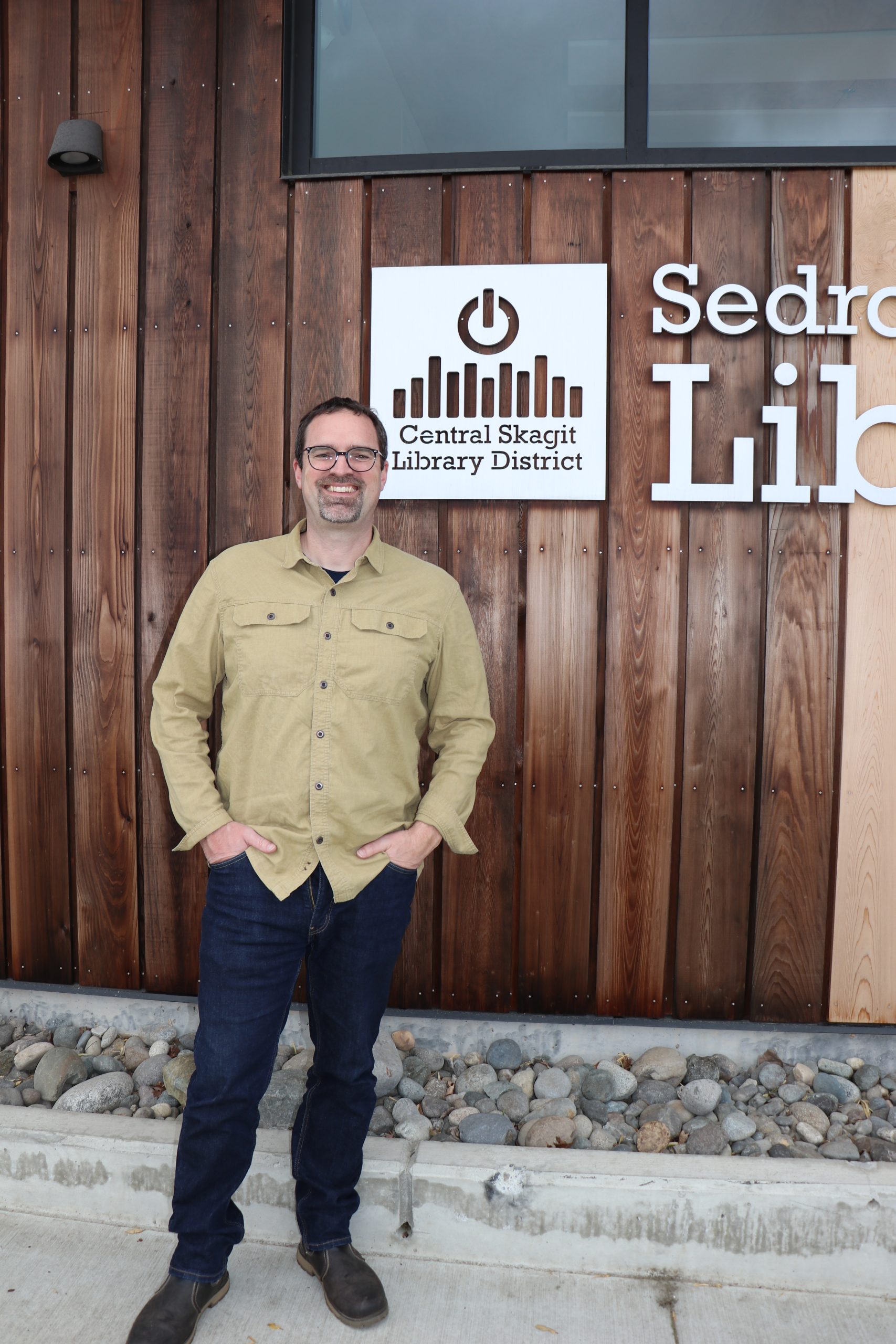 Library Director Dan outside the Central Skagit Library District building