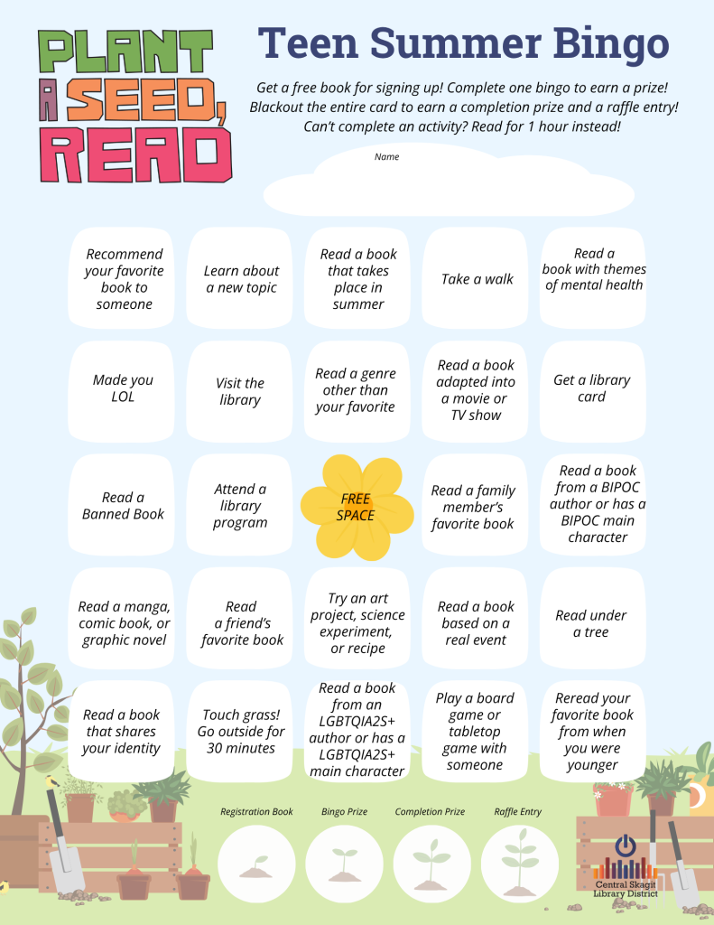 Teen Summer Reading Bingo English