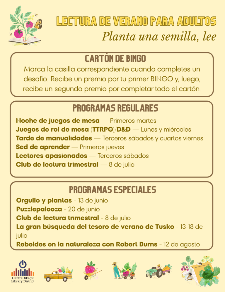 Adult Summer Reading Event Information Spanish