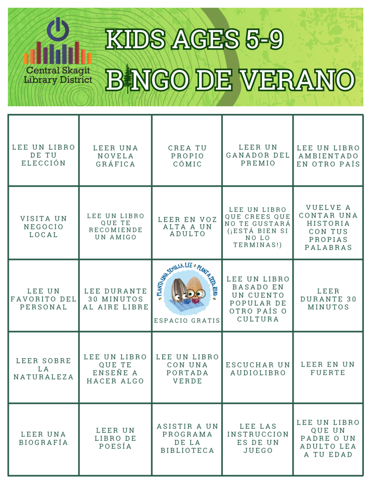 Ages 5-9 Bingo Spanish